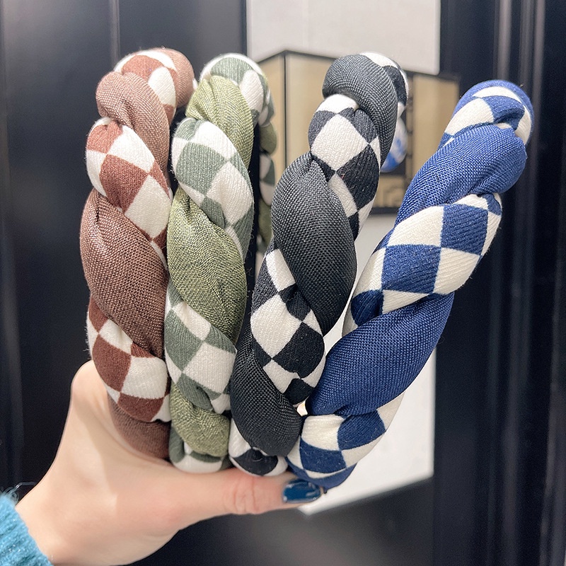 Băng Đô Cài Tóc Bằng Vải Họa Tiết Bảng Xoắn Xốp Phong Cách Âu Mỹ Cổ Điển Mới Cho Nữ