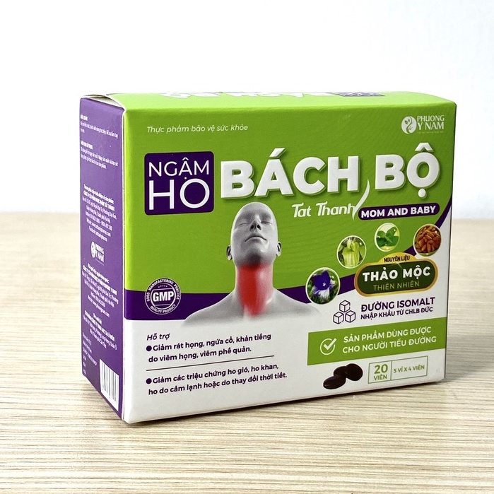 Viên ngậm ho Bách Bộ Tất Thành Mom & Baby Pharma giảm đau họng (hộp 5 vỉ)