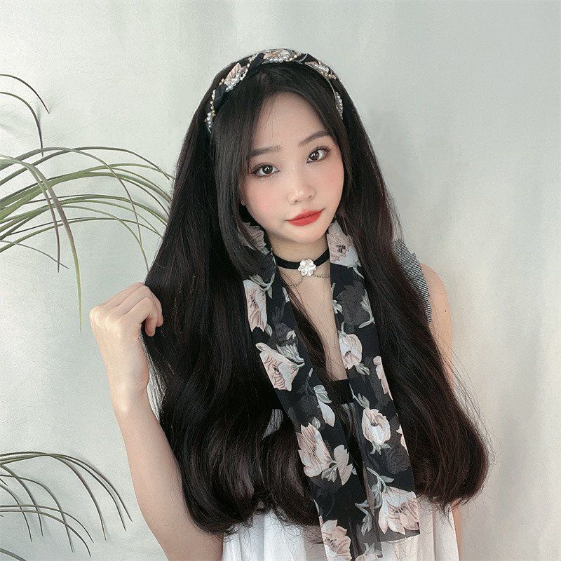 TÓC GIẢ NỬA ĐẦU DÂY RUY BĂNG DÀI ĐÍNH NGỌC HOT TREND ND070