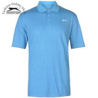Áo thun nam Slazenger Check Golf Polo màu Light Aqua Hàng size UK