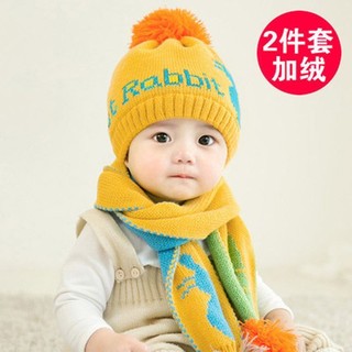 Set khăn mũ len rabbit cho bé