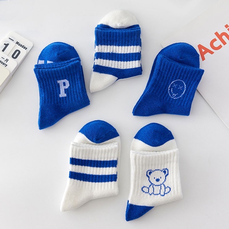 Set 5 Đôi Vớ Giữ Ấm Họa Tiết Hoạt Hình Dễ Thương Cho Bé Từ 1-9 Tuổi