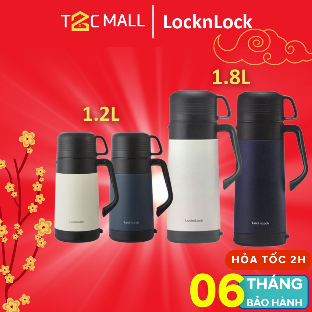 Bình Giữ Nhiệt To 1.2L-1.8L LocknLock Easy Outdoor Vacuum LHC1484 (1,2L) LHC1485 (1,8L) Quai Xách, Nắp Làm Cốc T2Cmall