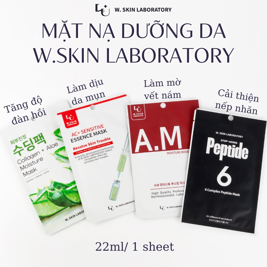 Mặt nạ dưỡng da W.Skin Laboratory Hàn Quốc nhiều loại lựa chọn (22ml/1 sheet)