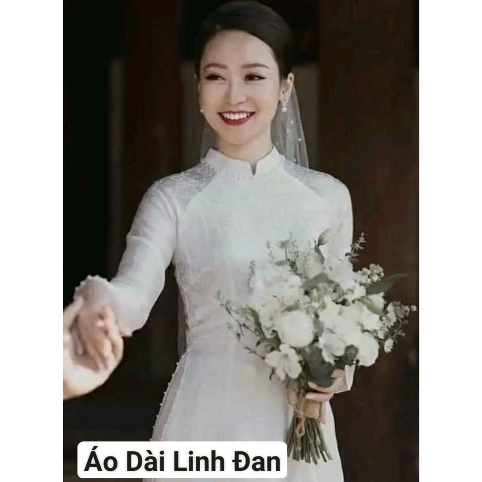 Áo dài gấm kết ngọc cao cấp - Áo Dài Linh Đan