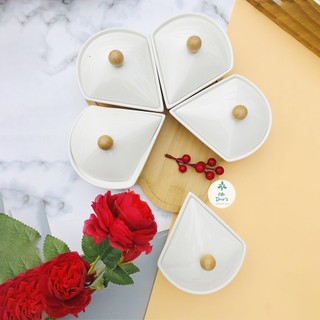 Khay mứt sứ tết gốm sứ khay đựng bánh kẹo hoa quả cao cấp ( ĐÃ bao gồm cả KHAY GỖ )