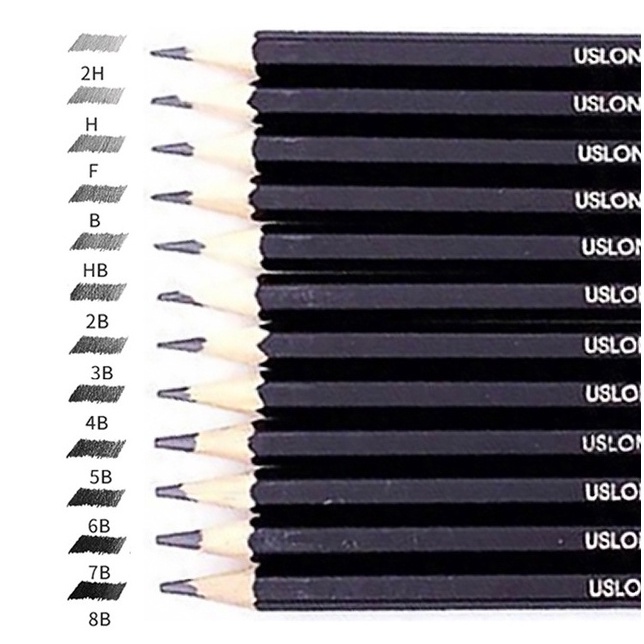 Hộp 12 Bút Chì Gỗ 2H-8B Vẽ Phác Thảo Chuyên Nghiệp