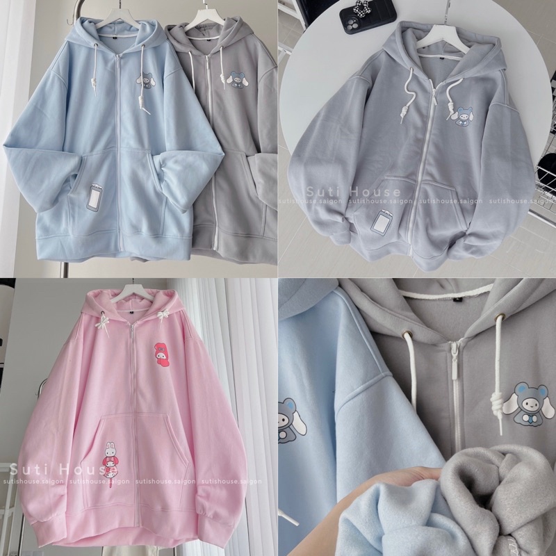 Áo khoác Nỉ Hoodie Zip COBEGA Màu Xanh Xám Hồng Nhiều Màu Form Rộng Unisex Nam Nữ - Suti House