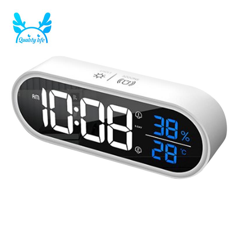 Đồng Hồ Báo Thức Kỹ Thuật Số Có Đèn LED Hiển Thị Nhiệt Độ Và Độ Ẩm Để Bàn Trang Trí Phòng Khách