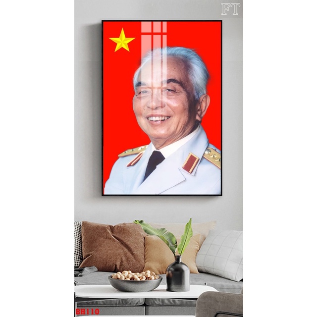 Tranh Treo Tường Ảnh Bác Hồ Kính Yêu - Bác Giáp /Treo Phòng Khách/Làm Việc/ Tranh Tráng Gương Bóng Đẹp