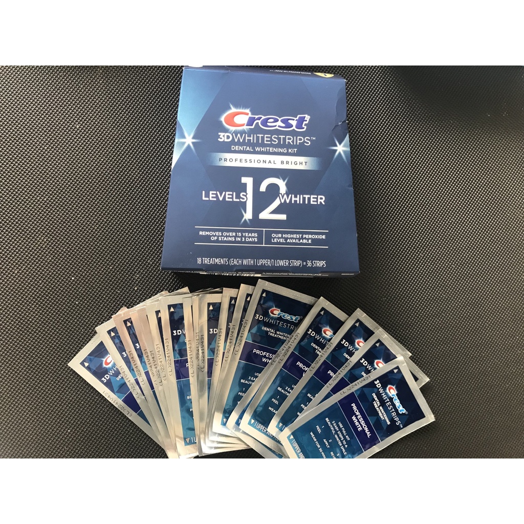 Miếng dán trắng răng Crest 3D Whitestrips nguyên hộp nhiều loại