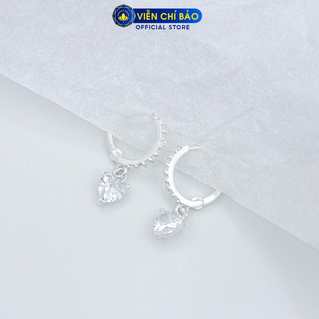 Bông tai bạc nữ trái tim chất liệu bạc 925 thời trang phụ kiện trang sức nữ Viễn Chí Bảo B400039