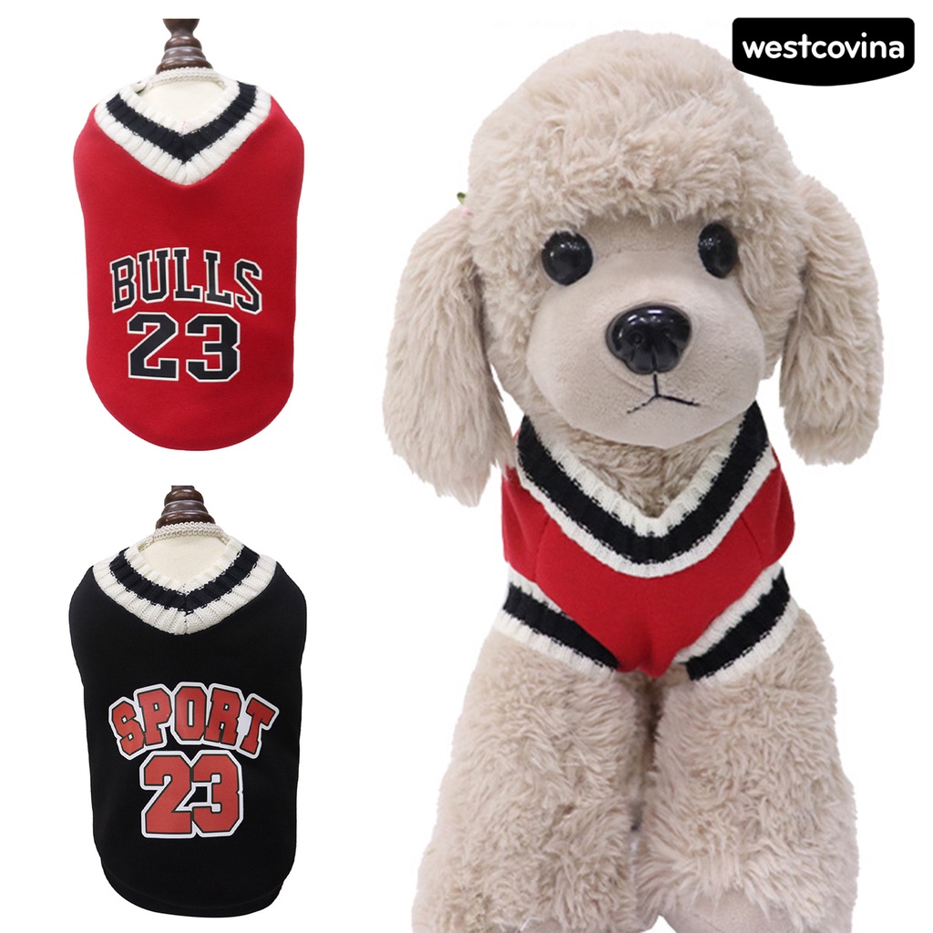 [COD]♘Áo Nỉ Mềm Mại Cổ Chữ V Thoải Mái In Họa Tiết Chữ Thời Trang Mùa Đông Cho Thú Cưng