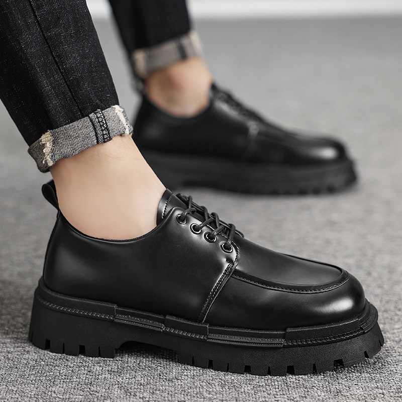 ✔️TẶNG QUÀ Giày boot da nam cổ lửng buộc dây, giầy tây hàn quốc dr martens ulzzang  thời trang đế tăng cao Nx | BigBuy360 - bigbuy360.vn