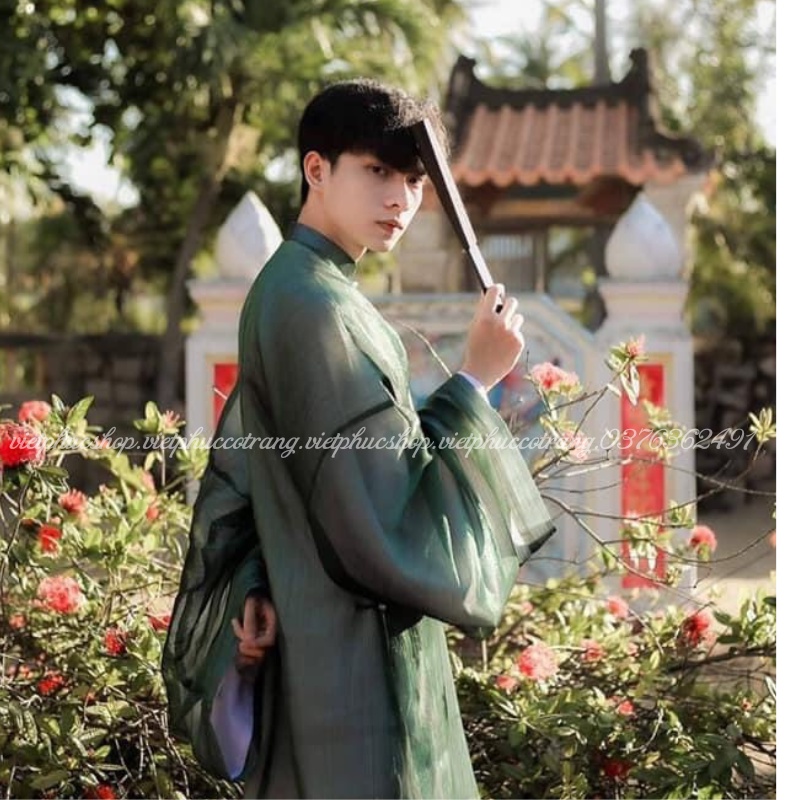 Áo Ngũ Thân , áo tấc nam tay thụng tơ xước kim tuyến , Cổ Phục Việt Nam