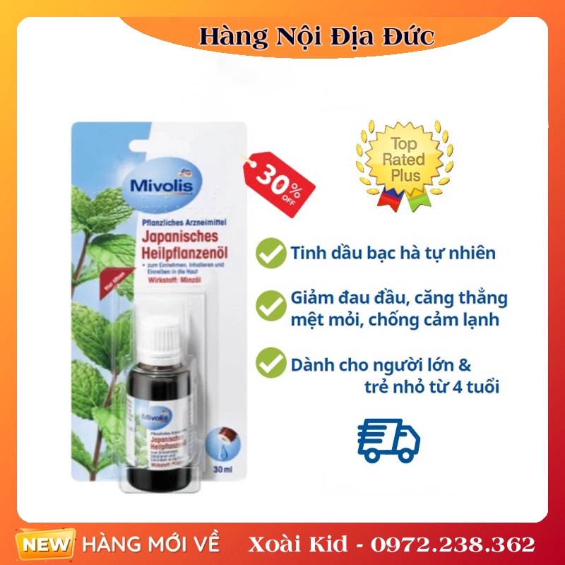 Tinh dầu Bạc Hà Mivolis 30ML– Nội địa Đức