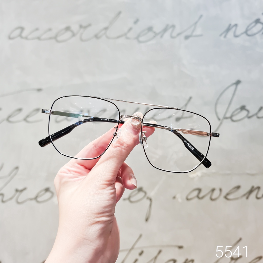Gọng kính mắt vuông nam nữ LILYEYEWEAR chất liệu kim loại chắc chắn Chống ánh sáng xanh thanh nhẹ kiểu dáng mới lạ 5541