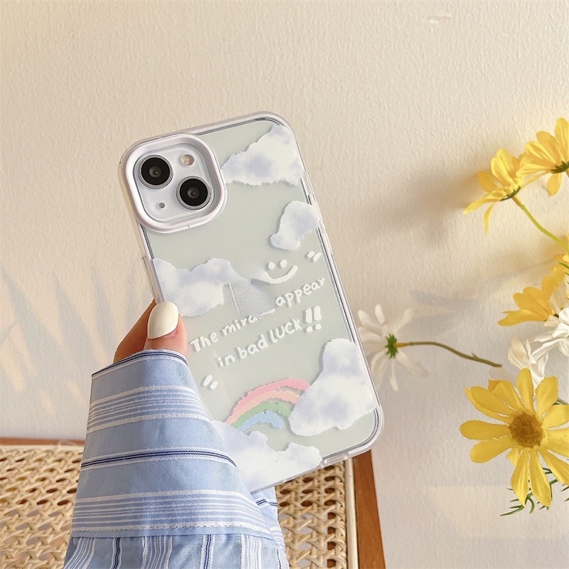 (SIÊU RẺ) Ốp lưng iphone viền trắng rời mây cầu vồng siêu xinh 7plus/8/8plus/x/xr/xs/11/12/13/pro/max/plus/promax