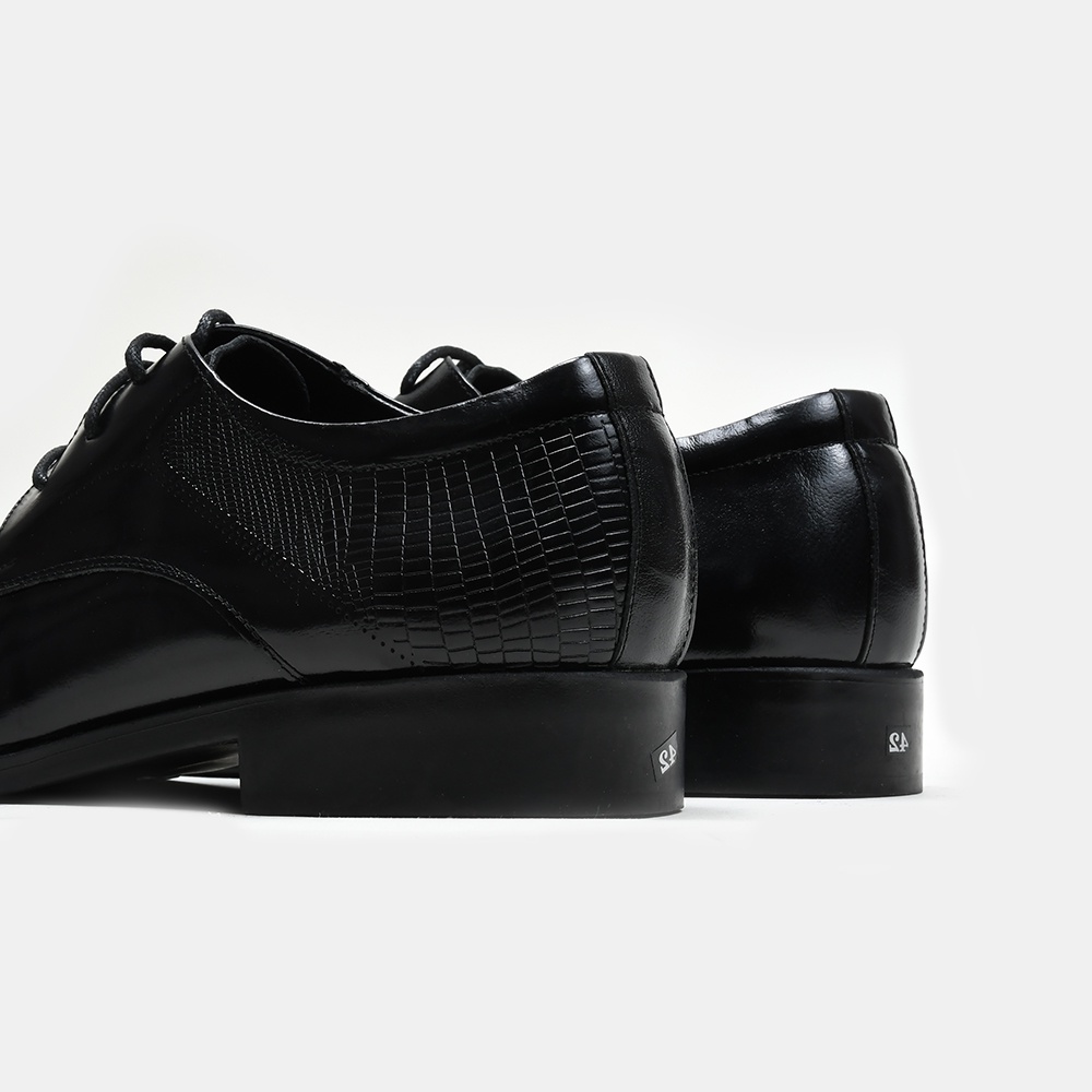 Giày tây nam xỏ dây mũi nhọn đế 3cm phần thân ép vân BQ GT 209