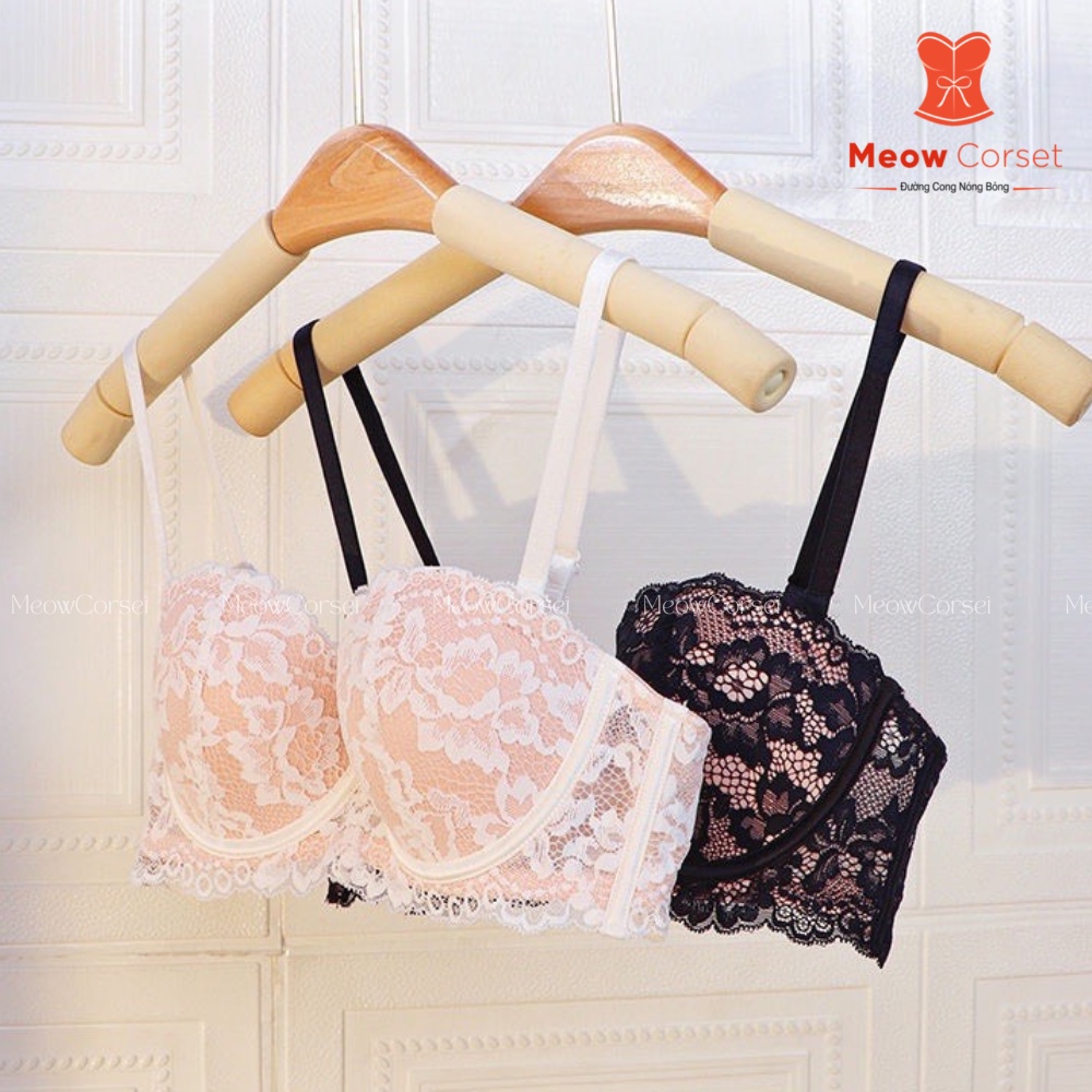 Áo lót ren mút mỏng có gọng nâng ngực 728 cúp ngang sexy [MEOW Corset] | BigBuy360 - bigbuy360.vn