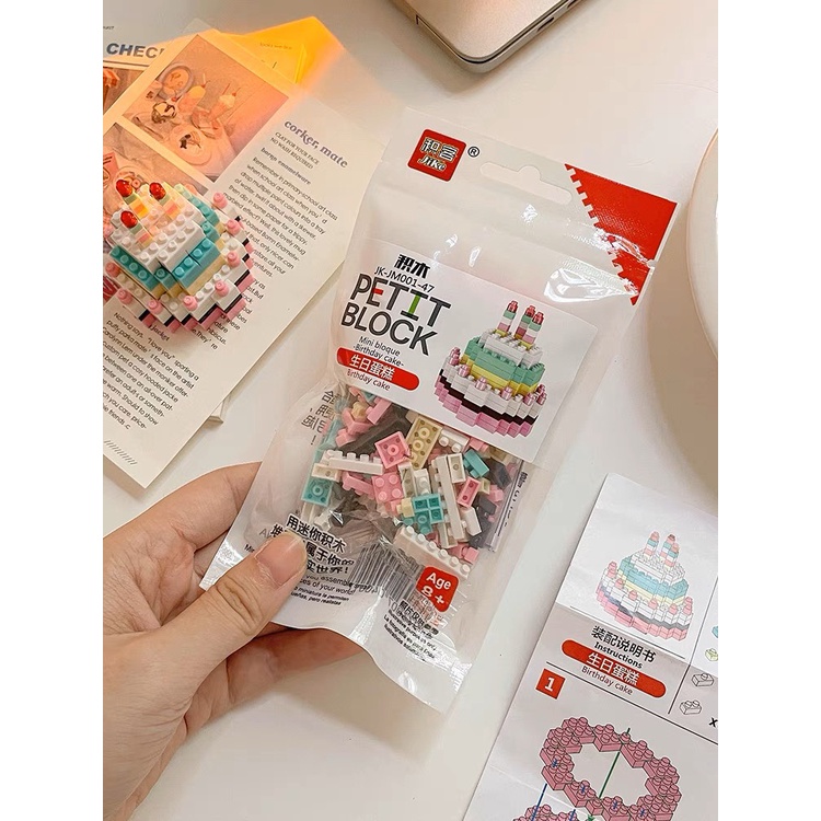 Mô Hình Lắp Ghép Hộp Bánh Sinh Nhật Mini Quà Tặng | Set Đồ Chơi Lắp Ghép Bánh Gato Mini Dễ Thương