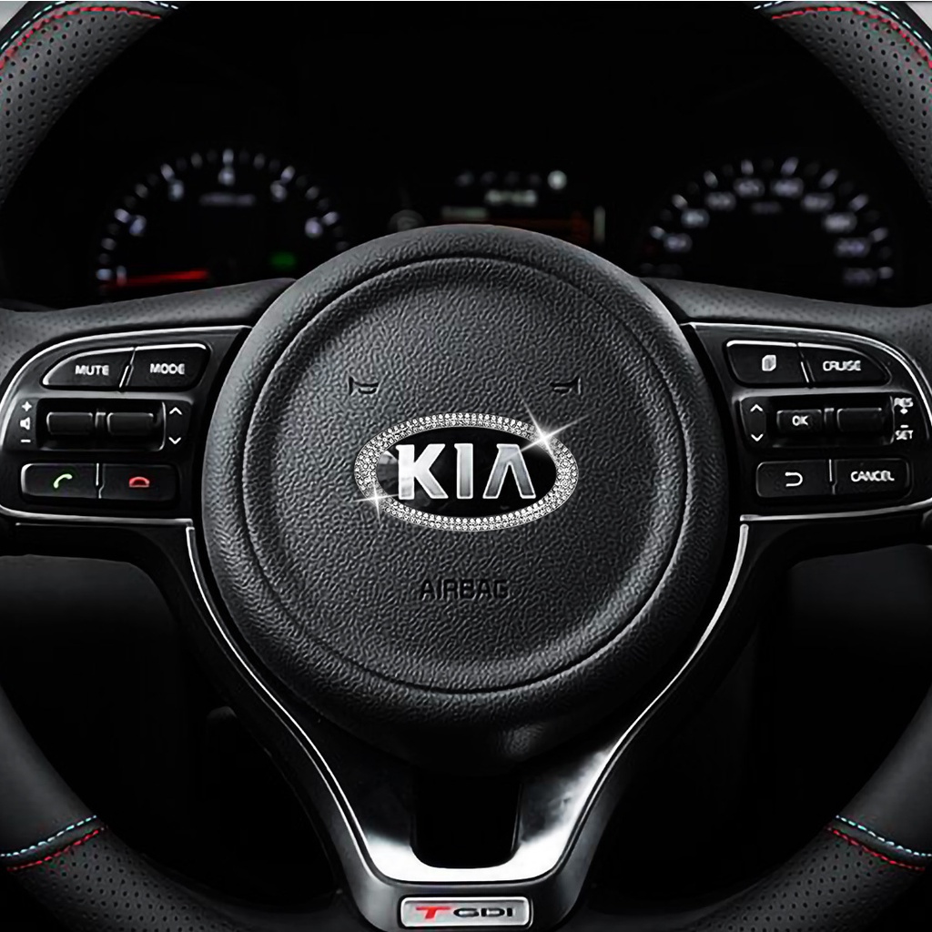 Miếng Dán Trang Trí Logo Vô Lăng Xe Ô Tô Đính Đá Kim Cương Nhân Tạo Nổi Bật, Sang Trọng