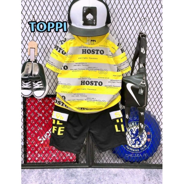 Bộ cotton sọc ngang Toppi size 2-24(10-53kg)