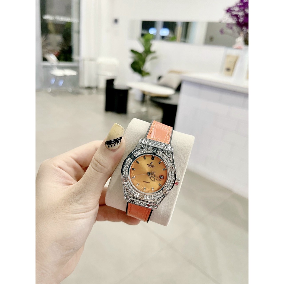 Đồng hồ nữ h.lot dây da - Đính đá cao cấp - bảo hành 12 tháng