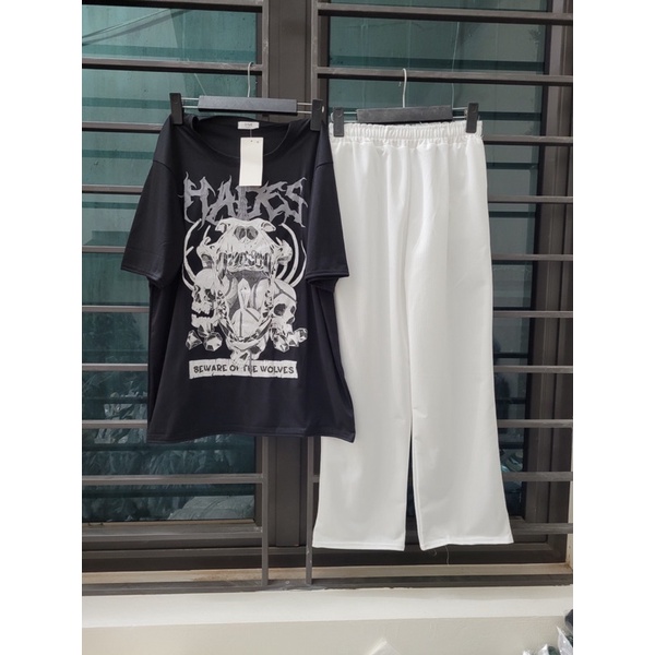 Set Áo Thun HAD Mix Quần Trắng Xịn Xò Nam Nữ From Rộng