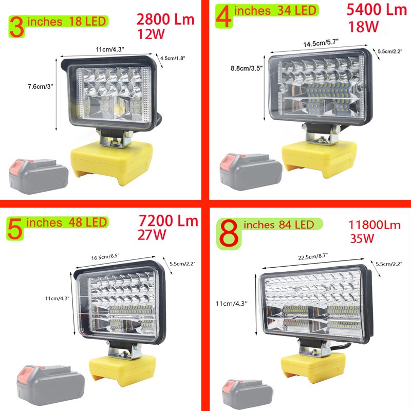 Đèn LED làm việc 35W cho Pin DeWalt 18V 20V