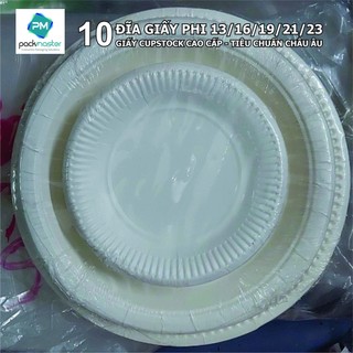 [10 chiếc] Đĩa giấy dùng 1 lần - Hàng cao cấp (giấy Cupstock hoặc ghép Nhôm)