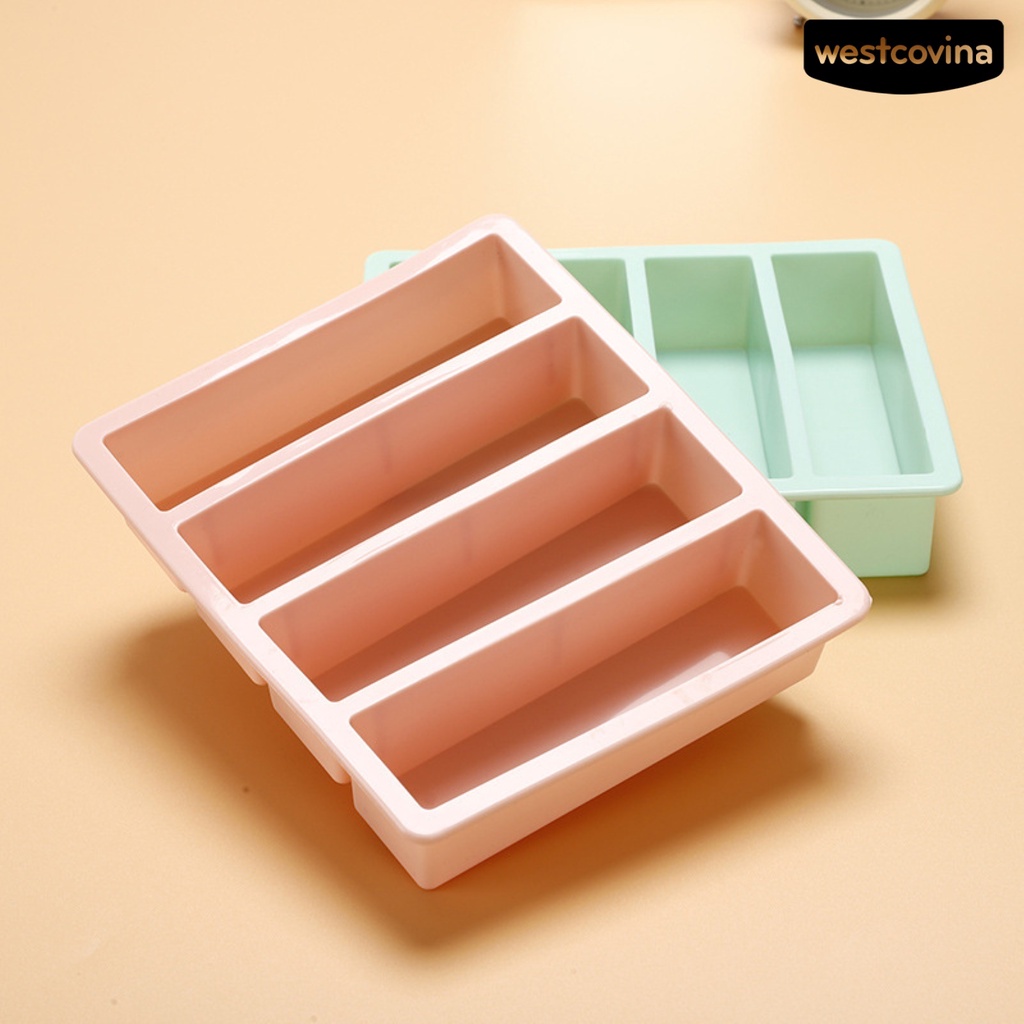 ⚘Khay Làm Đá 4 Ngăn Bằng Silicone Không Dính Linh Hoạt Đa Năng