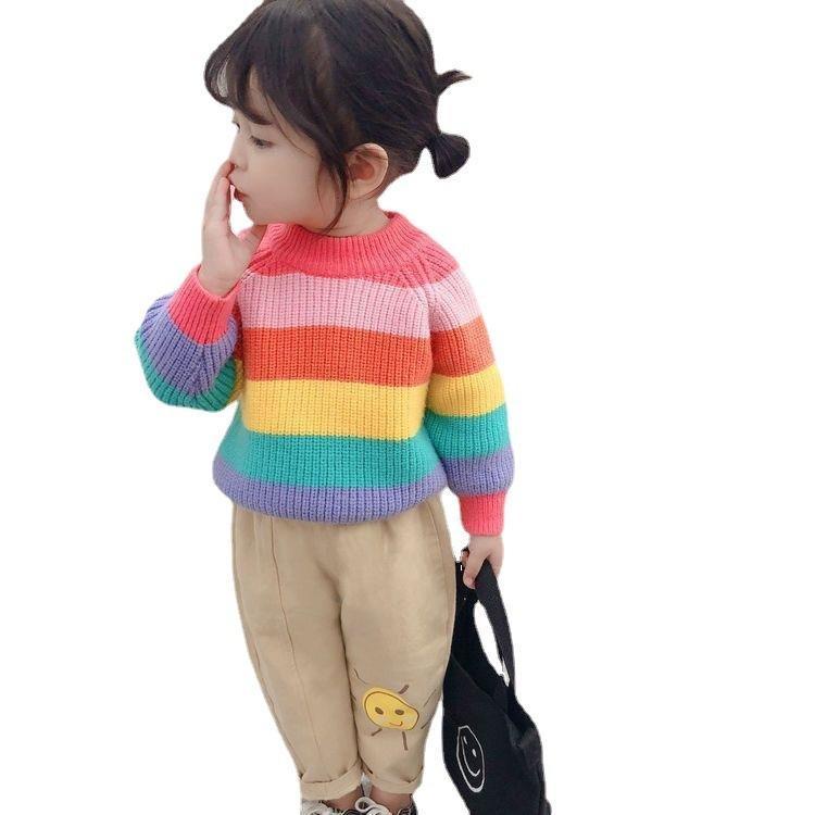 Áo Sweater Màu Cầu Vồng Dễ Thương Thời Trang Cho Bé Gái