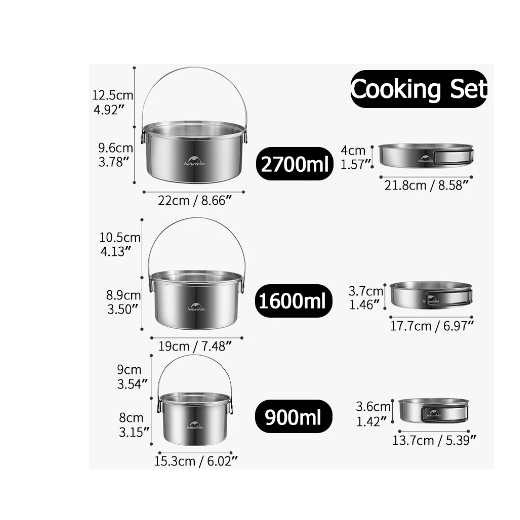 Bộ nồi dã ngoại Inox 3in1 Naturehike Naturehike CNH22CJ005