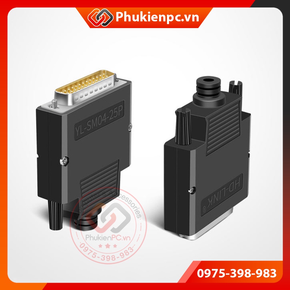 Đầu bấm COM DB25 LPT chân Cái, bắt vít, không hàn. Nối cáp COM máy CNC, PLC công nghiệp, tạo cáp DB25 sang DB9 DB15 DB37