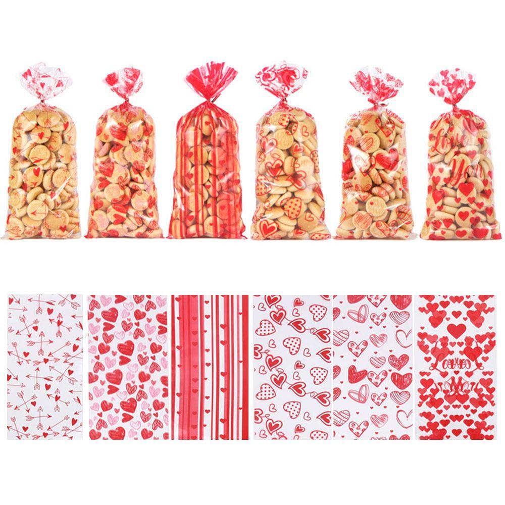 Set 100 Túi Nhựa Đựng Bánh Kẹo Họa Tiết Trái Tim