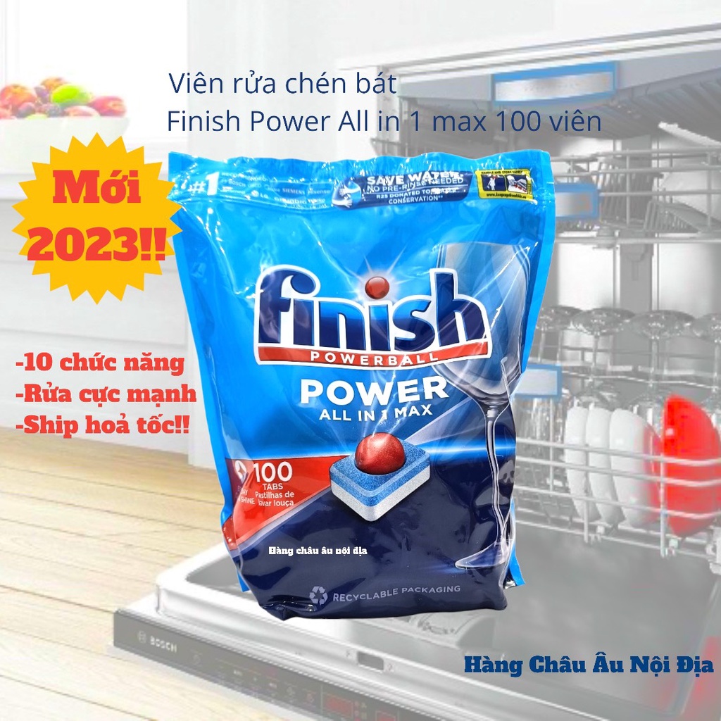 Viên rửa bát Finish All in 1 max [10 chức năng, rửa cực mạnh]