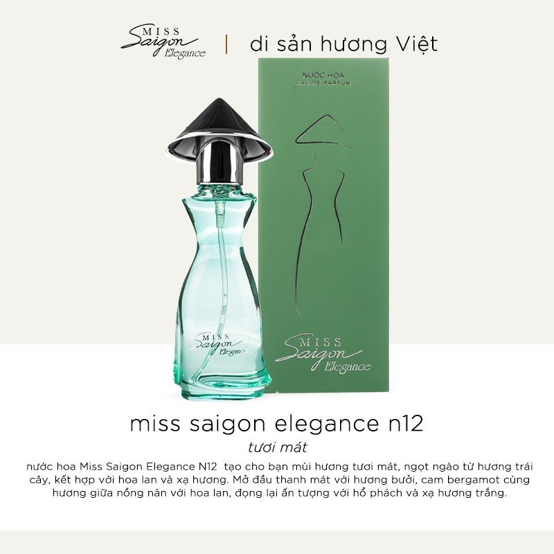 Nước Hoa nữ Miss Saigon Elegance EDP N12 15ml - HỘP MÀU XANH LÁ