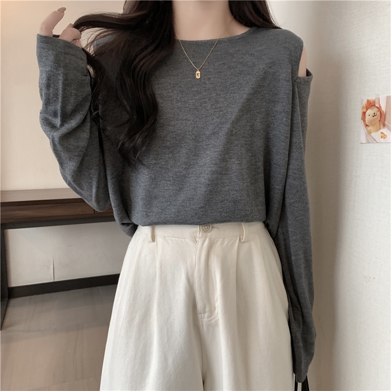 Áo thun SUXI tay dài màu trơn đơn giản thời trang dành cho nữ