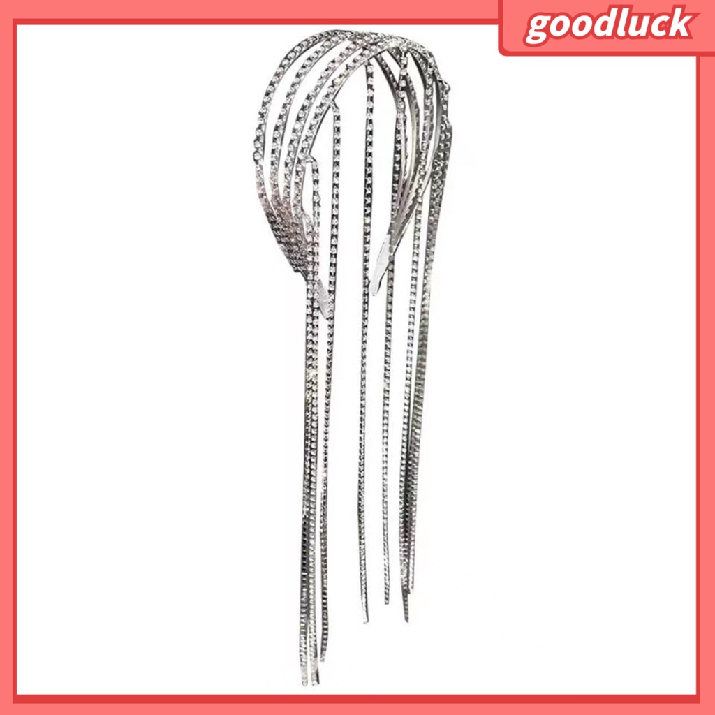 Chúc may mắn| Băng Đô Cài Tóc Dạng Chuỗi Dài Đính Đá Thời Trang