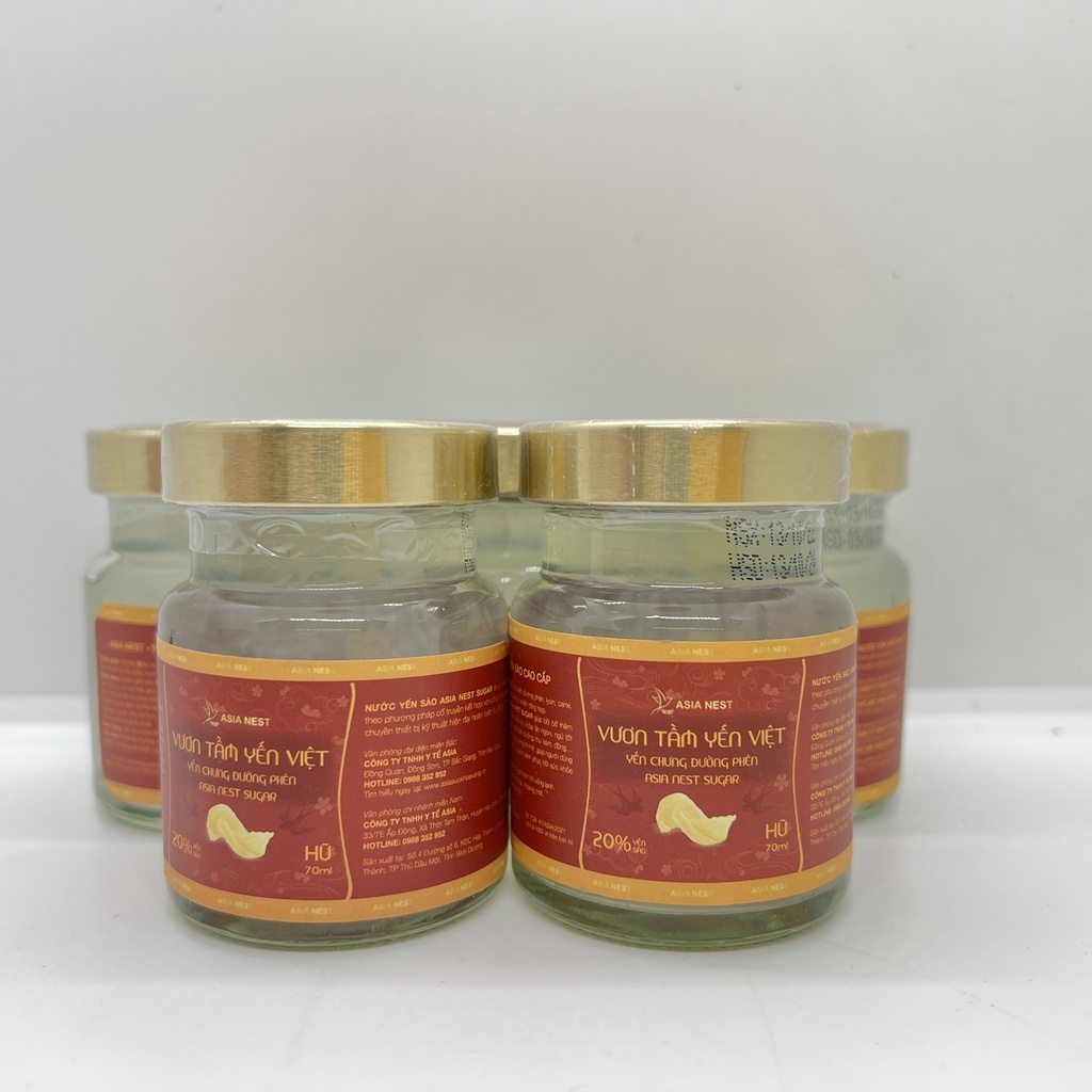 [COMBO 5 HŨ] Tổ yến chưng đường phèn nest sugar ASIA NUTRITION 20% dung tích 70ml tác dụng tốt cho sức khỏe