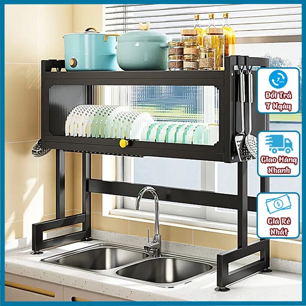 Kệ Để Chén Đĩa Bồn Rửa Có Nắp Đậy Đa Năng