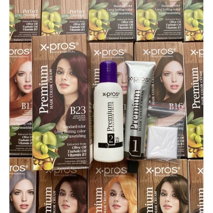 Kem Nhuộm Tóc PREMIUM HAIR COLOR CREAM X.PROS - ( Nhuộm phủ bạc và nhuộm thời trang )