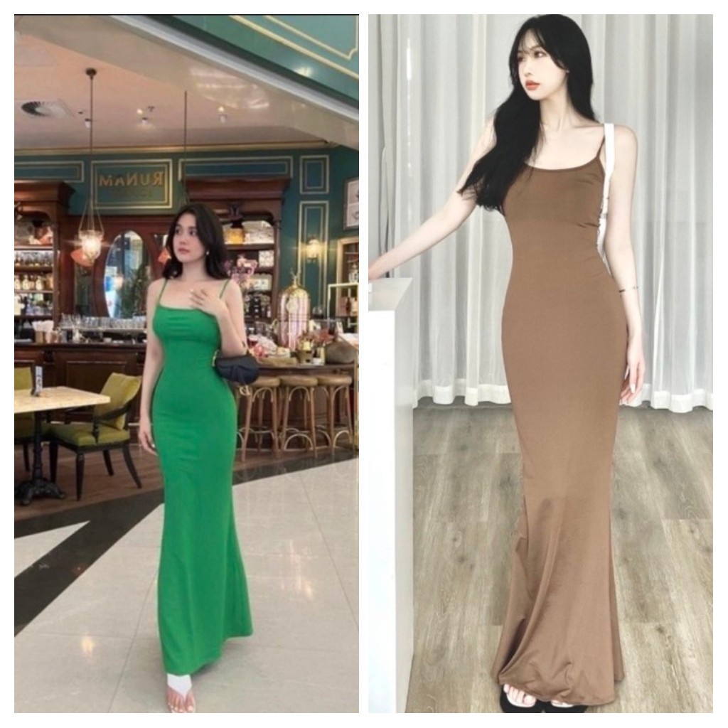 Đầm đuôi cá from dài 130cm chất thun Gân dày dặn co giãn tốt Bao Chất hàng y hình+Clip chính chủ