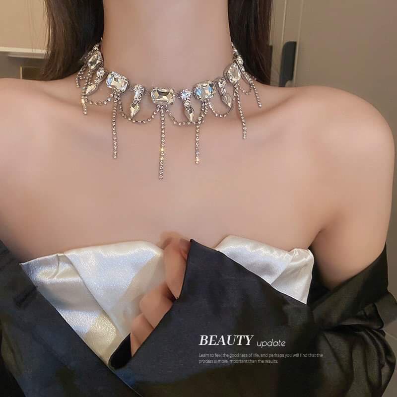 Vòng Cổ Choker đính cườm lấp lánh D89