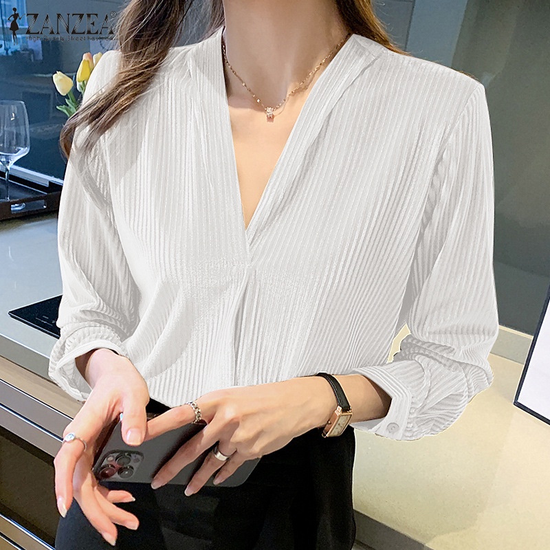 Áo nữ Zanzea tay dài cổ chữ v thời trang quyến rũ