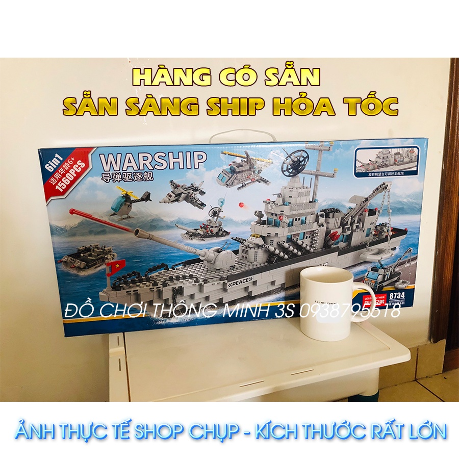 Hộp quà tặng đồ chơi lắp ráp mô hình tàu chiến 1560 chi tiết, đồ chơi lắp ráp thông minh chiến hạm 1560pcs