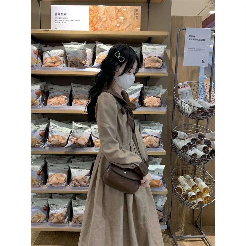 🎀đâm babydoll váy babydoll váy dài Đầm Nữ Tay Dài Cổ Búp Bê Phong Cách Hàn Quốc Thời Trang Mới