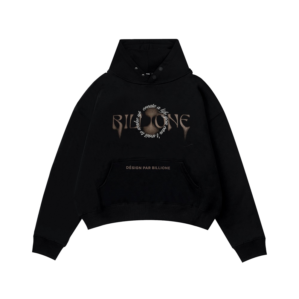 Áo Hoodie Nỉ Bông "Billione Upbeat " 350GSM Màu Đen