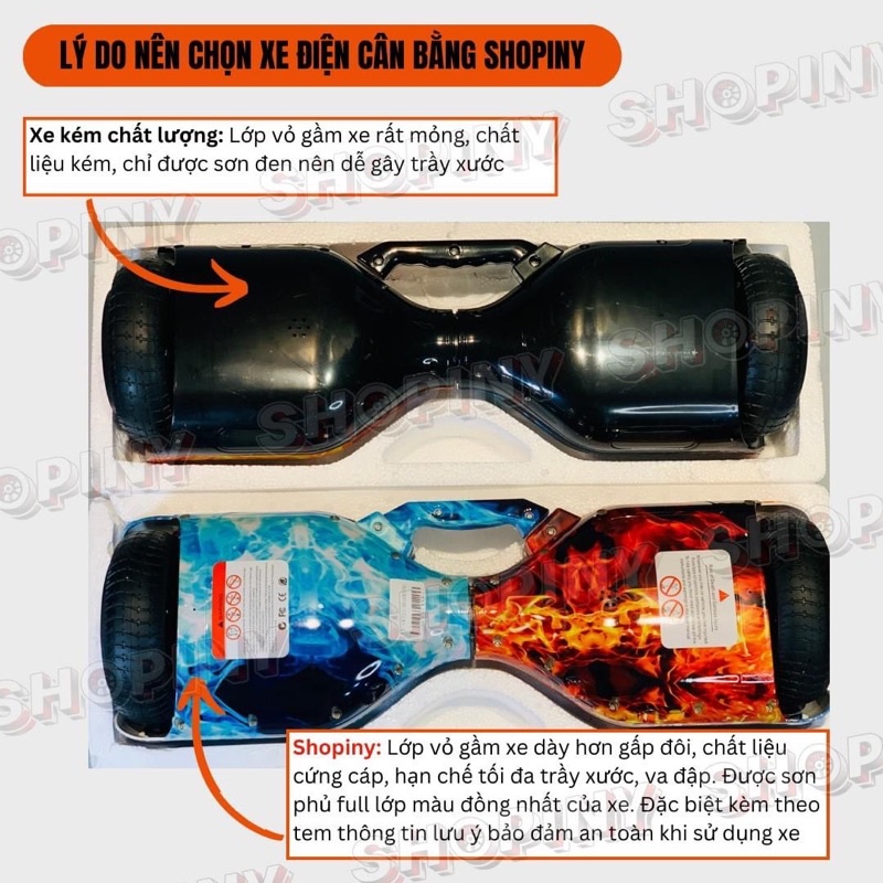 Xe điện cân bằng, Bánh lớn 6.5 inch, Khung kim loại, Thời gian sử dụng lâu+Phát nhạc+Đèn LED. Kèm tay cầm cho 2 xe